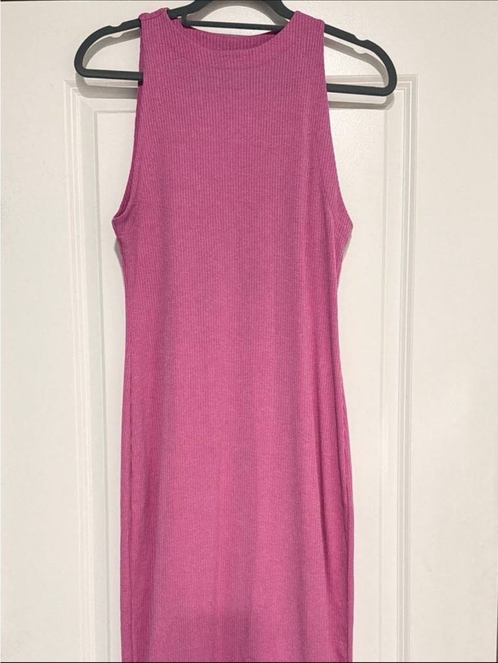 Vici Sleeveless Ribbed Maxi Dress in Fuchsia Pink